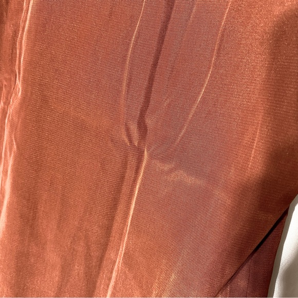 RW&CO. Rust Brown Long Sleeve Mock Neck Silky Blouse M - Picture 8 of 16